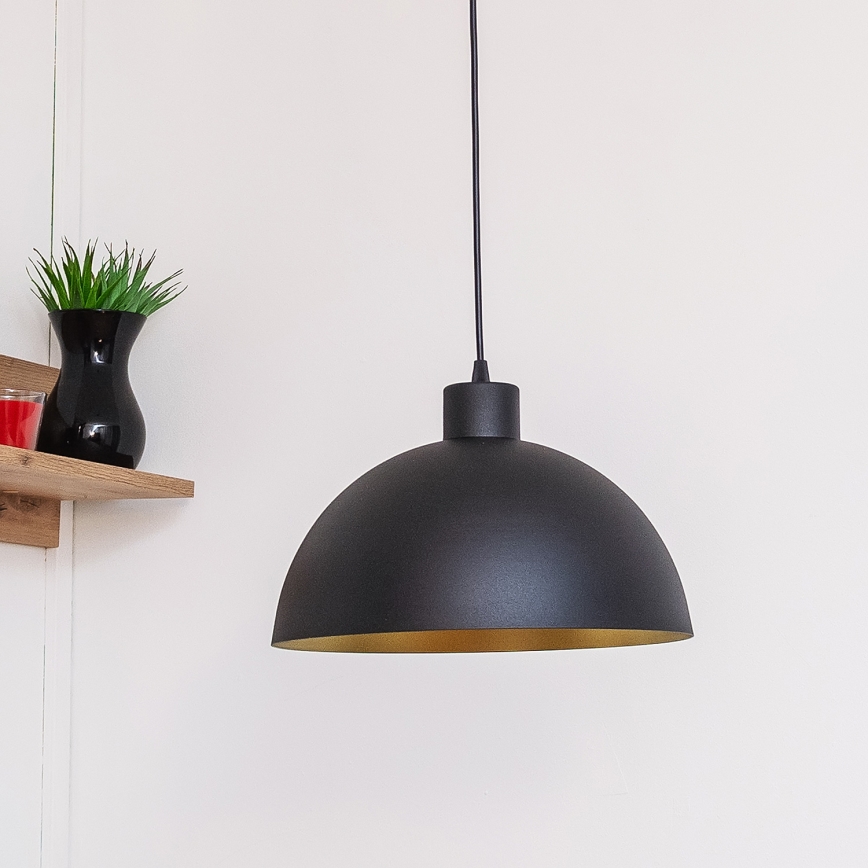 Pakaramā lampa uz kabeļa VESPER 1xE27/15W/230 Ø 30 cm melna/zelta