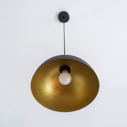 Pakaramā lampa uz kabeļa VESPER 1xE27/15W/230 Ø 30 cm melna/zelta