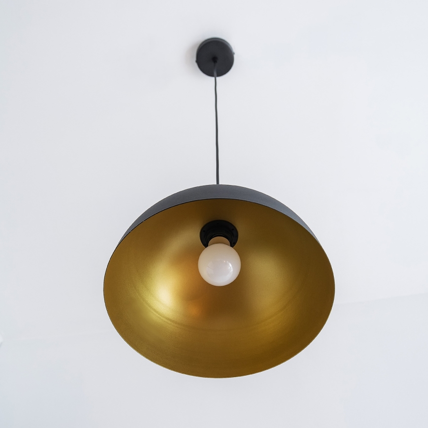 Pakaramā lampa uz kabeļa VESPER 1xE27/15W/230 Ø 30 cm melna/zelta