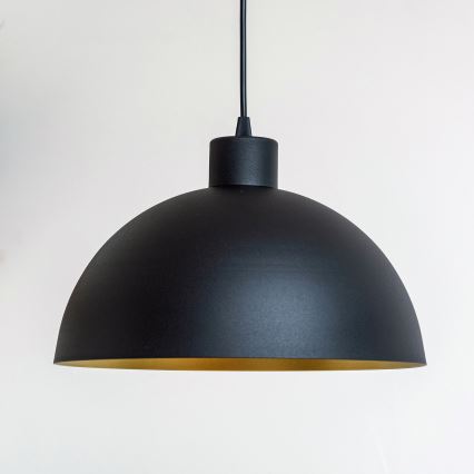 Pakaramā lampa uz kabeļa VESPER 1xE27/15W/230 Ø 30 cm melna/zelta