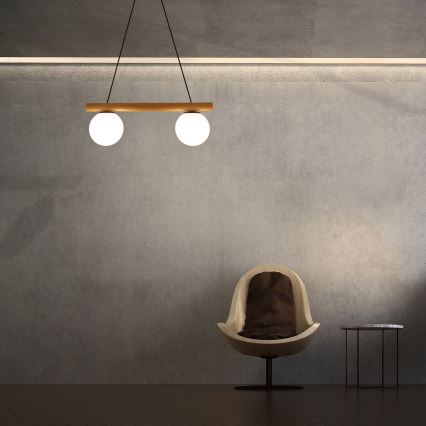 Pakaramā lampa uz kabeļa WOODSTOCK 2xE27/15W/230V koks/melns