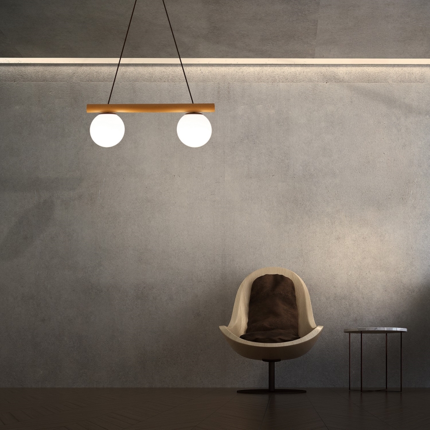 Pakaramā lampa uz kabeļa WOODSTOCK 2xE27/15W/230V koks/melns