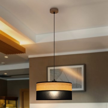 Pakaramā lampa uz troses ALBA 1xE27/15W/230V Ø 45 cm melna/brūna