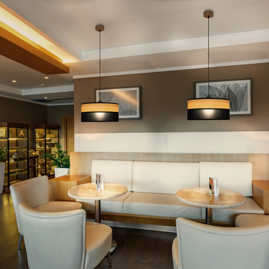 Pakaramā lampa uz troses ALBA 1xE27/15W/230V Ø 45 cm melna/brūna