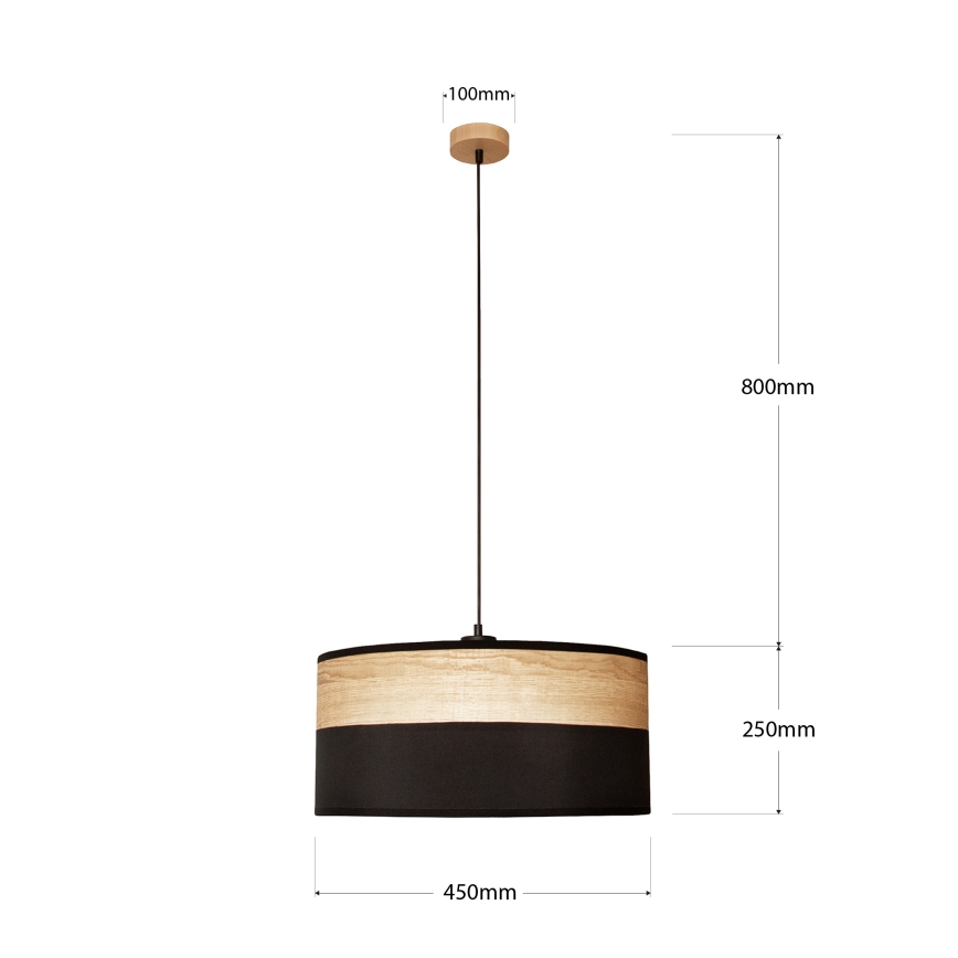 Pakaramā lampa uz troses ALBA 1xE27/15W/230V Ø 45 cm melna/brūna