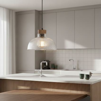 Pakaramā lampa uz troses PIA 1xE27/60W/230V Ø 30 cm ozols