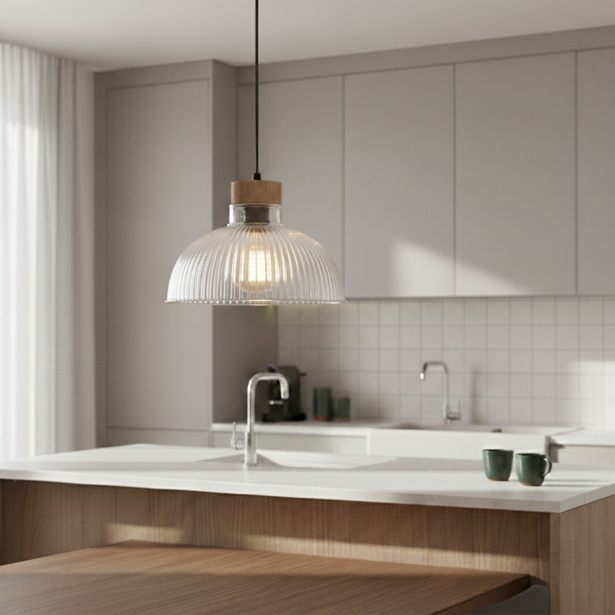 Pakaramā lampa uz troses PIA 1xE27/60W/230V Ø 30 cm ozols