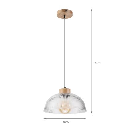 Pakaramā lampa uz troses PIA 1xE27/60W/230V Ø 30 cm ozols