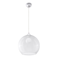 Pakaramā lampa uz vada BALL 1xE27/15W/230V Ø 30 cm caurspīdīgs stikls/spīdīgs hroms