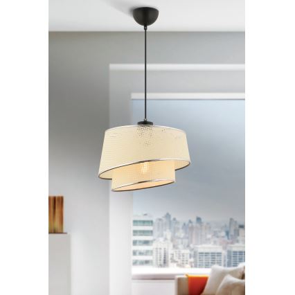 Pakaramā lampa uz vada BARETTE 1xE27/60W/230V krēmkrāsa/spīdīgs hroms