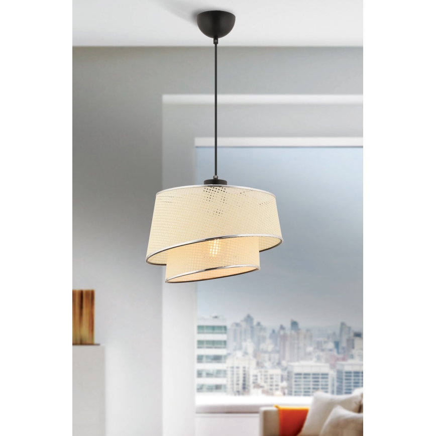 Pakaramā lampa uz vada BARETTE 1xE27/60W/230V krēmkrāsa/spīdīgs hroms