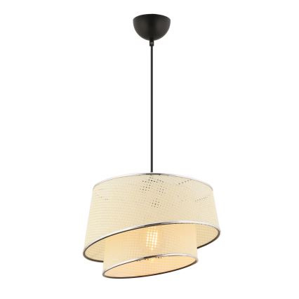 Pakaramā lampa uz vada BARETTE 1xE27/60W/230V krēmkrāsa/spīdīgs hroms