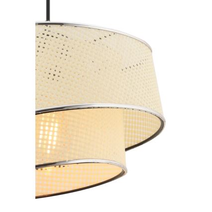 Pakaramā lampa uz vada BARETTE 1xE27/60W/230V krēmkrāsa/spīdīgs hroms