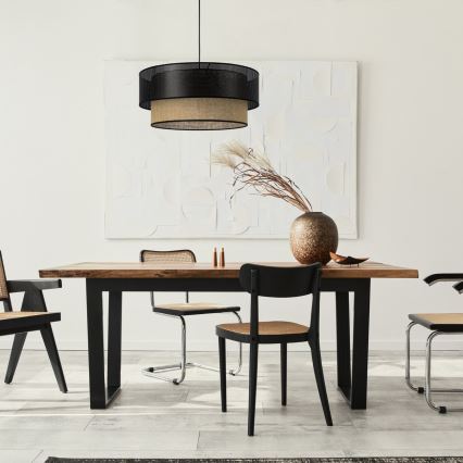 Pakaramā lampa uz vada BORHO 1xE27/60W/230V melna/džuta