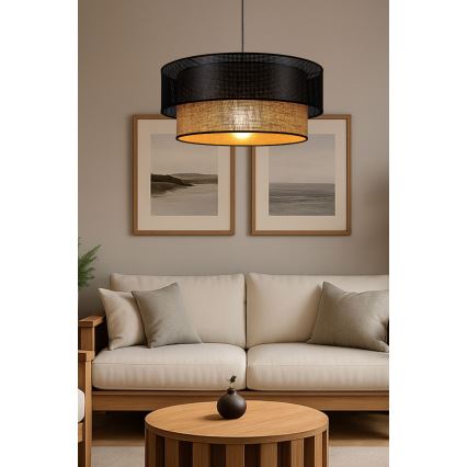 Pakaramā lampa uz vada BORHO 1xE27/60W/230V Ø 50 cm melna/džuta