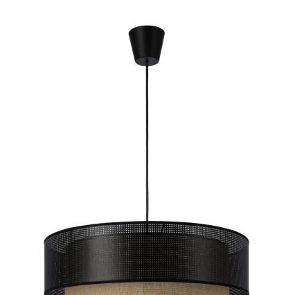 Pakaramā lampa uz vada BORHO 1xE27/60W/230V Ø 50 cm melna/džuta
