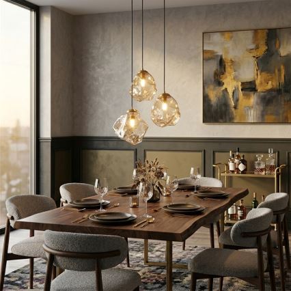 Pakaramā lampa uz vada CRISTAL 3xE14/15W/230V misiņš/dūmakaini bēšs