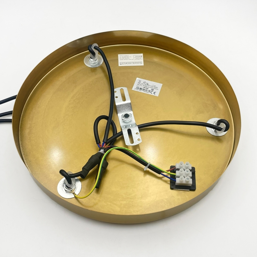 Pakaramā lampa uz vada CRISTAL 3xE14/15W/230V misiņš/dūmakaini bēšs