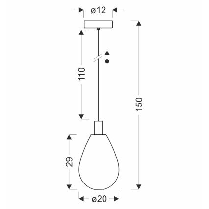 Pakaramā lampa uz vada DENSO 1xG9/5W/230V Ø 20 cm melns hroms