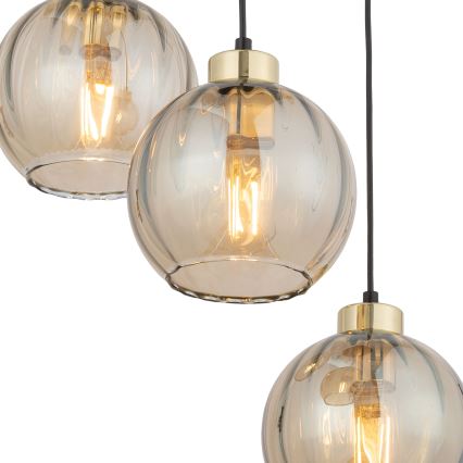 Pakaramā lampa uz vada DEVI 3xE27/15W/230V melna/dūmaina bēša