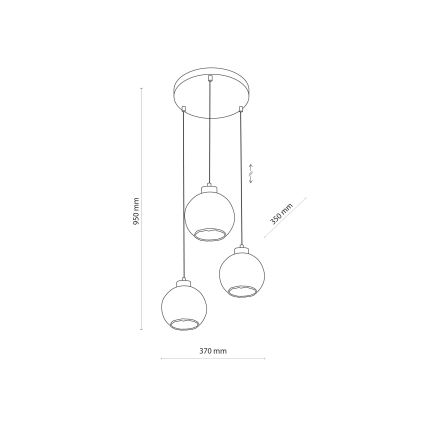 Pakaramā lampa uz vada DEVI 3xE27/15W/230V melna/dūmaina bēša