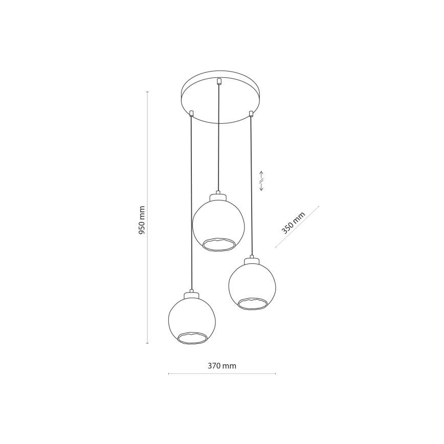 Pakaramā lampa uz vada DEVI 3xE27/15W/230V melna/dūmaina bēša