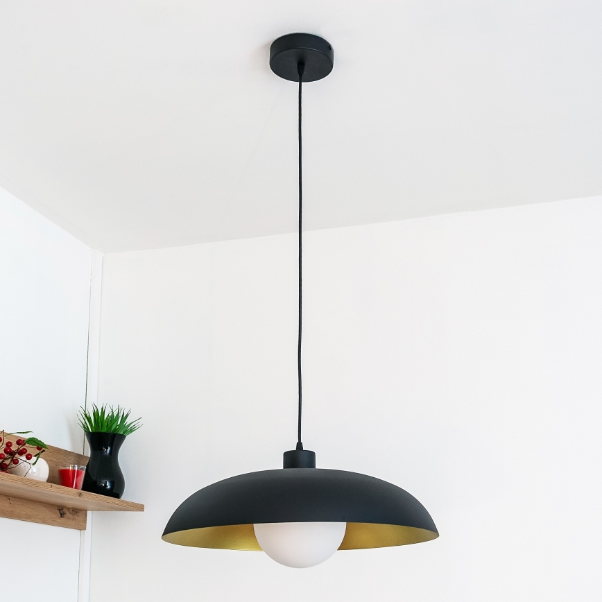 Pakaramā lampa uz vada ECLIPSE 1xE27/15W/230V melna/zelta