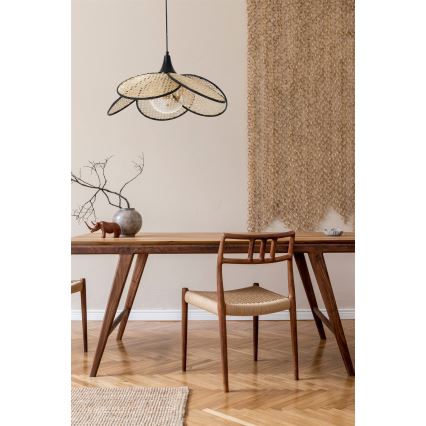 Pakaramā lampa uz vada FUME 1xE27/40W/230V Ø 45 cm melna/bēša