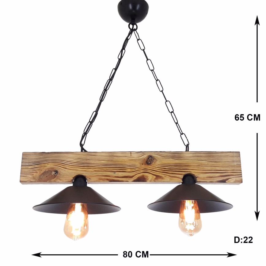 Pakaramā lampa uz vada HEPSI 2xE27/40W/230V egle/valrieksts