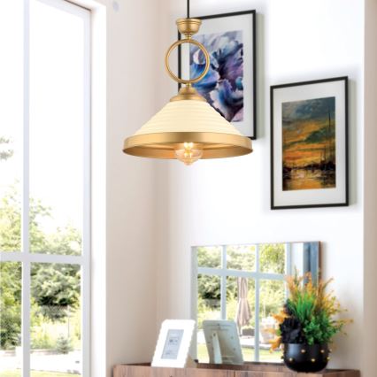 Pakaramā lampa uz vada MONZA 1xE27/40W/230V Ø30 cm krēmkrāsas/bronzas