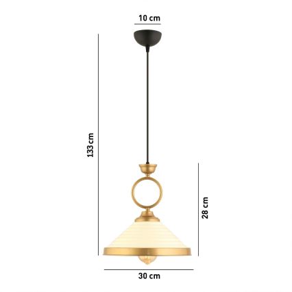 Pakaramā lampa uz vada MONZA 1xE27/40W/230V Ø30 cm krēmkrāsas/bronzas