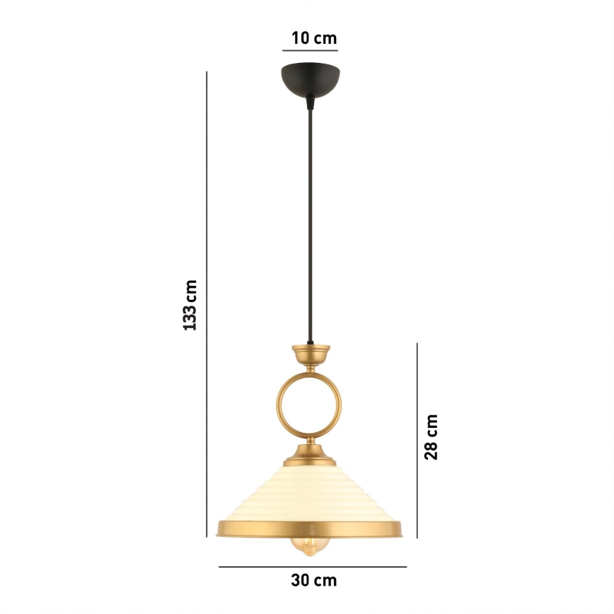 Pakaramā lampa uz vada MONZA 1xE27/40W/230V Ø30 cm krēmkrāsas/bronzas