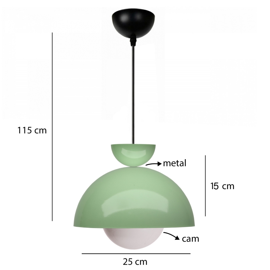 Pakaramā lampa uz vada SALVA 1xE27/15W/230V zaļa