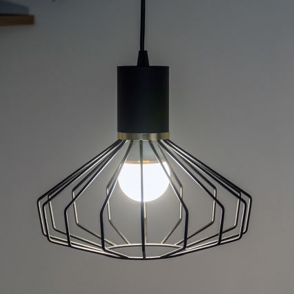 Pakaramā lampa uz vada SOLANO 1xE27/15W/230V melna/zelta