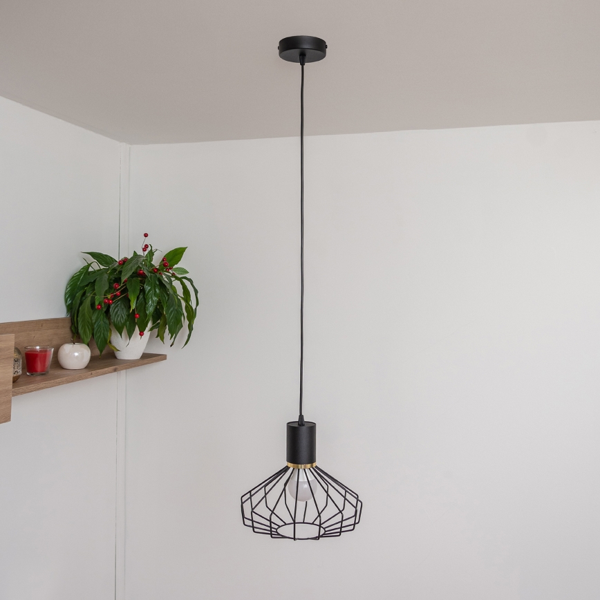 Pakaramā lampa uz vada SOLANO 1xE27/15W/230V melna/zelta