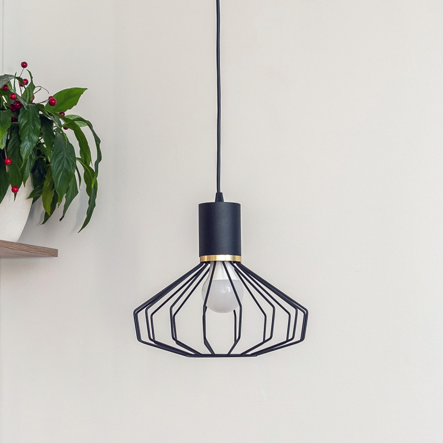 Pakaramā lampa uz vada SOLANO 1xE27/15W/230V melna/zelta