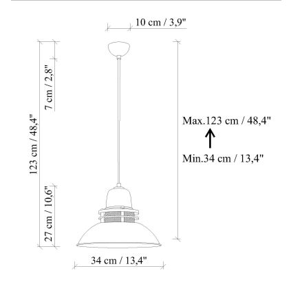 Pakaramā lampa uz vada TIBET 1xE27/40W/230V oranžā