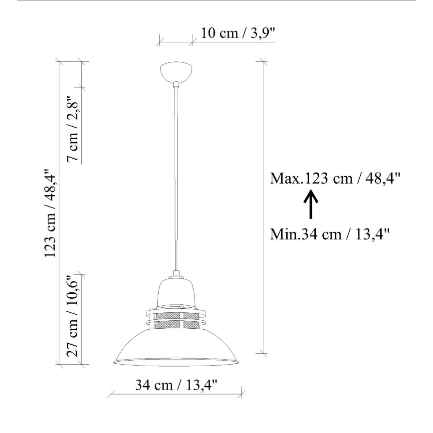 Pakaramā lampa uz vada TIBET 1xE27/40W/230V oranžā