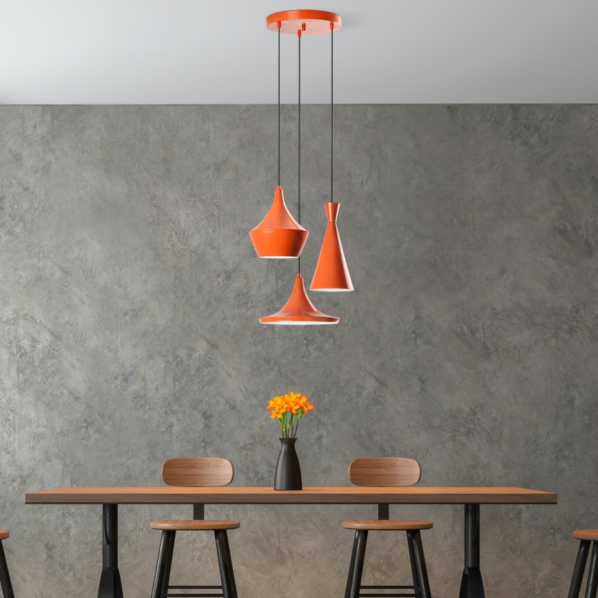 Pakaramā lampa uz vada TOM 3xE27/40W/230V oranžā