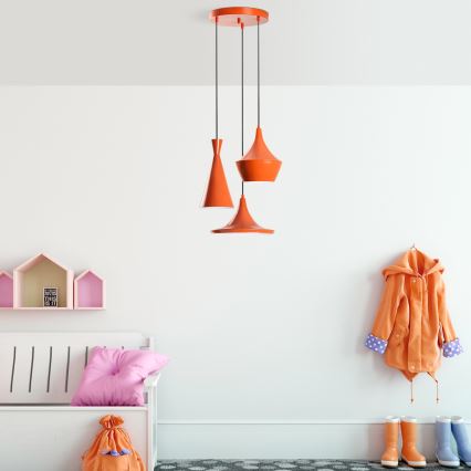 Pakaramā lampa uz vada TOM 3xE27/40W/230V oranžā