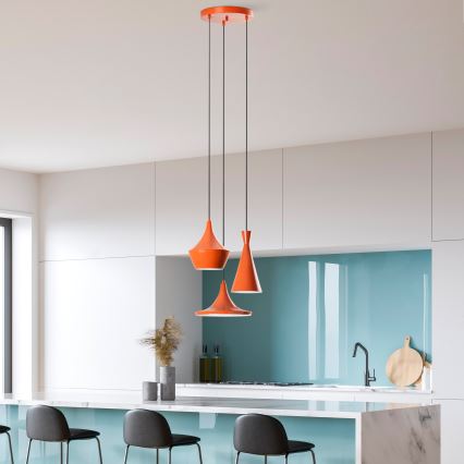 Pakaramā lampa uz vada TOM 3xE27/40W/230V oranžā