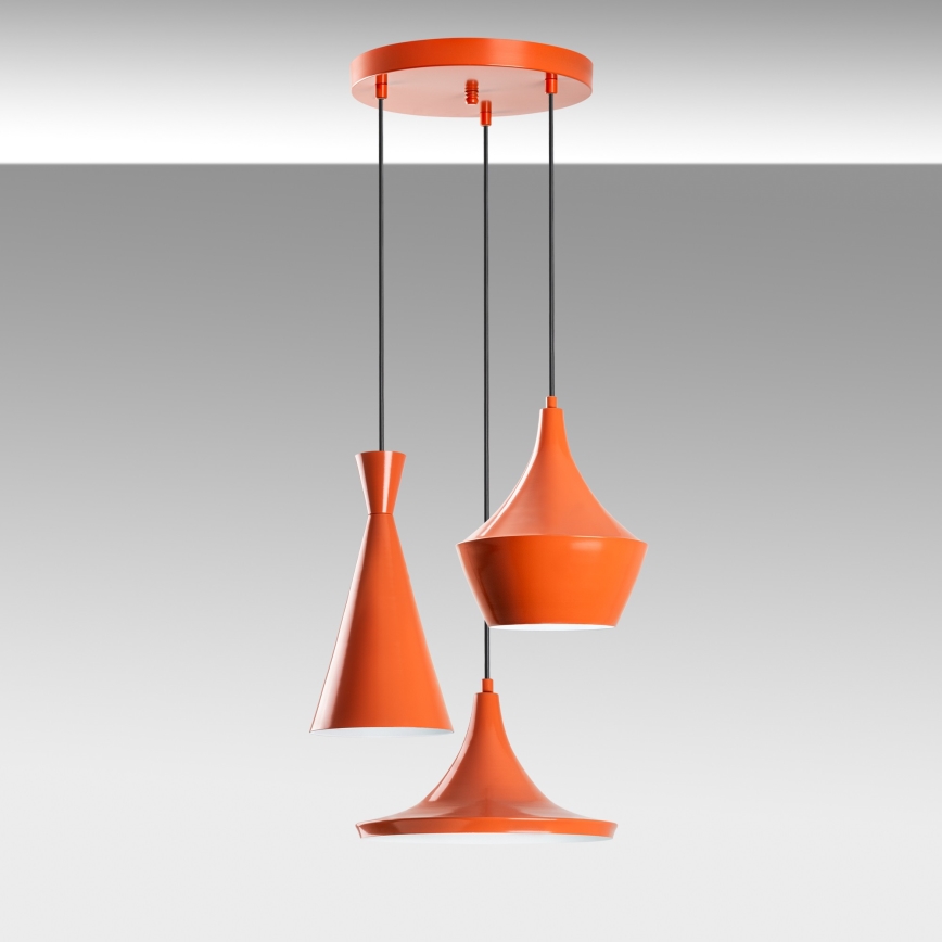 Pakaramā lampa uz vada TOM 3xE27/40W/230V oranžā