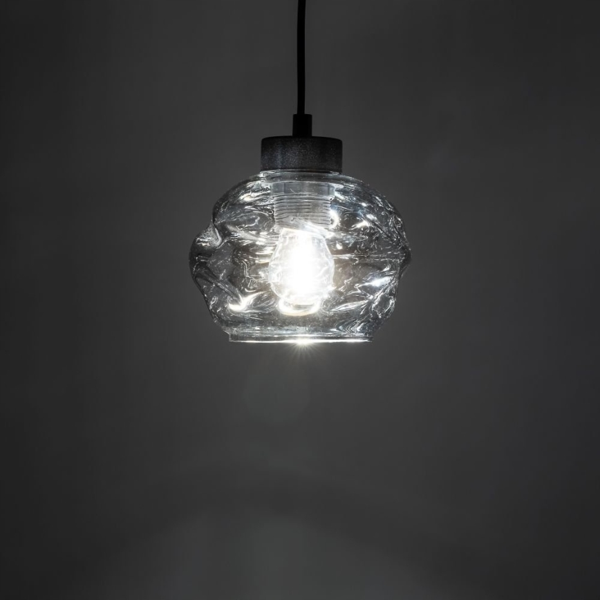 Pakaramā lampa uz vada ZULIA 1xE27/15W/230V melna/dūmakaini melna