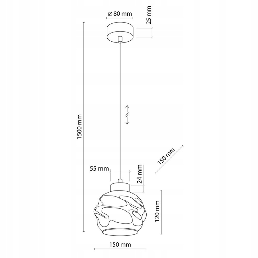 Pakaramā lampa uz vada ZULIA 1xE27/15W/230V melna/dūmakaini melna