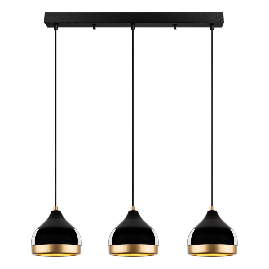 Pakaramā lampa YILDO ar vadu 3xE27/40W/230V melna/zelta