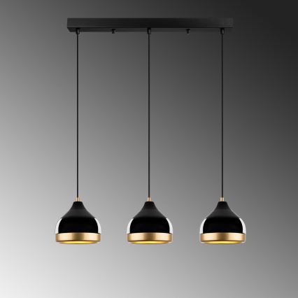 Pakaramā lampa YILDO ar vadu 3xE27/40W/230V melna/zelta
