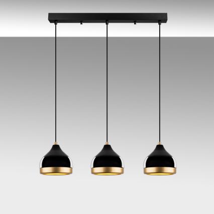 Pakaramā lampa YILDO ar vadu 3xE27/40W/230V melna/zelta