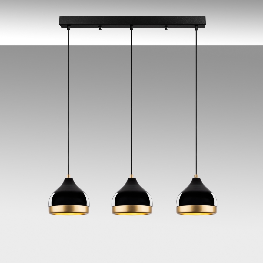 Pakaramā lampa YILDO ar vadu 3xE27/40W/230V melna/zelta