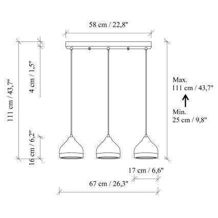 Pakaramā lampa YILDO ar vadu 3xE27/40W/230V melna/zelta