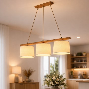 Pakaramā lustra AIDA uz kabeļa, 3xE27/15W/230V, Ø 25 cm, ozols/rafija